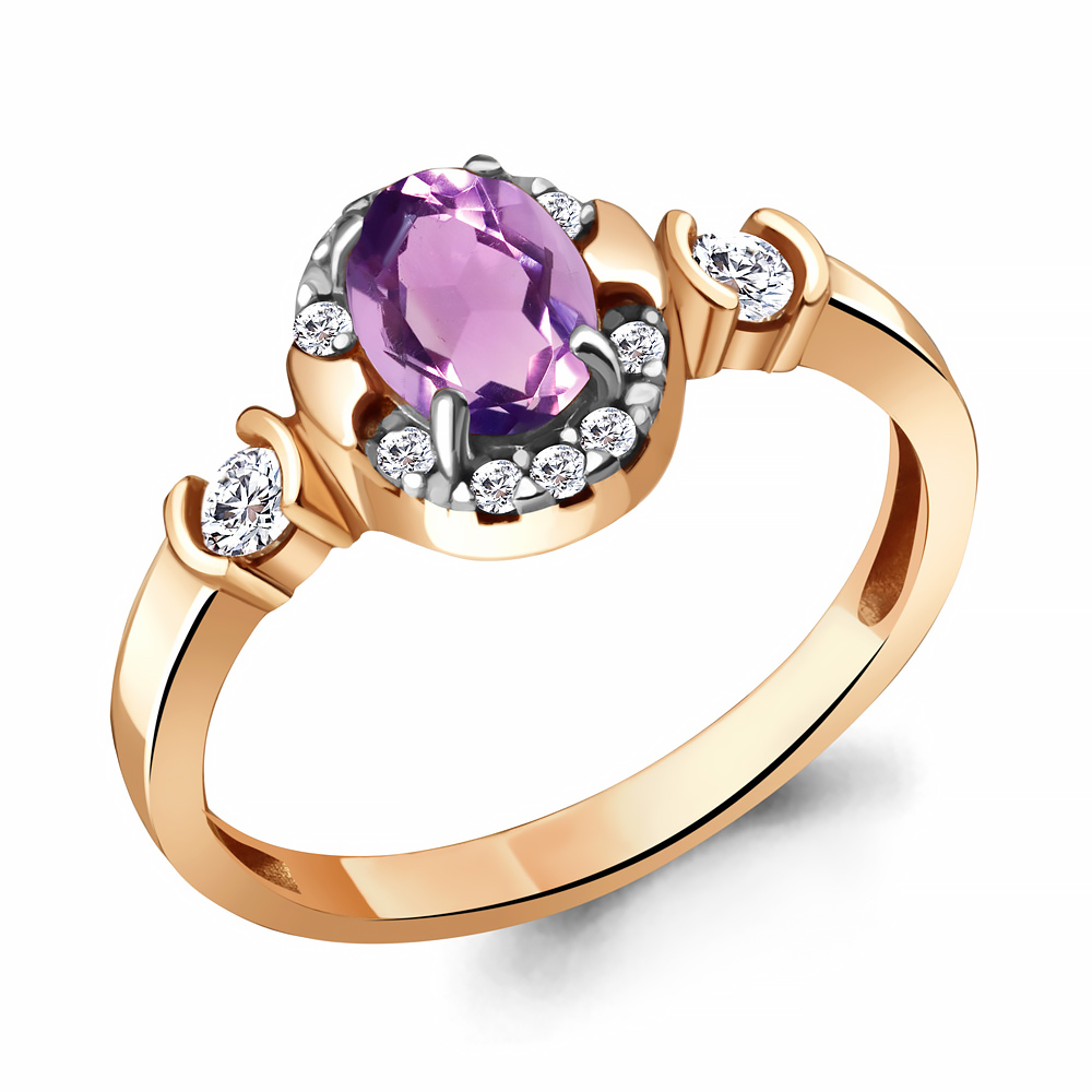 

Кольцо из серебра с аметистом\фианитом Aquamarine Aquamarine 6940604А_925_з р. 17,5, 6940604А_925_з