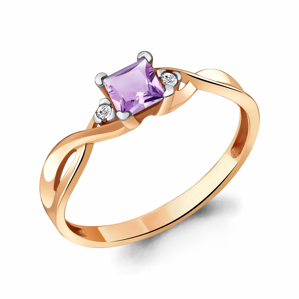

Кольцо из серебра с аметистом\фианитом Aquamarine Aquamarine 6940504А_925_з р, 6940504А_925_з