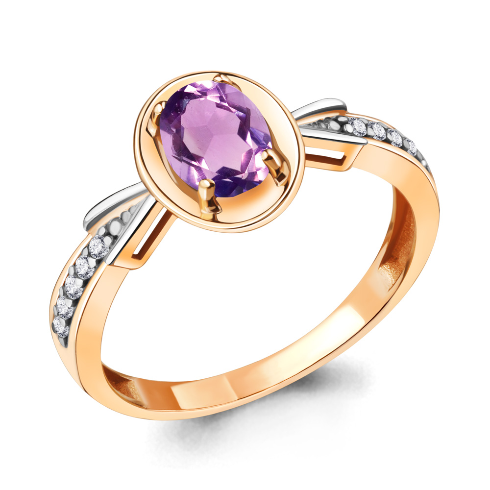 

Кольцо из серебра с аметистом\фианитом Aquamarine Aquamarine 6940404А_925_з р, 6940404А_925_з