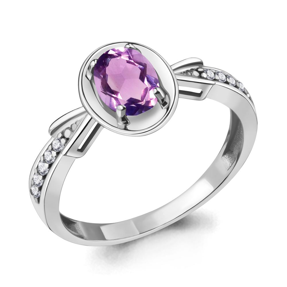 

Кольцо из серебра с аметистом\фианитом Aquamarine Aquamarine 6940404А_925_р р, 6940404А_925_р