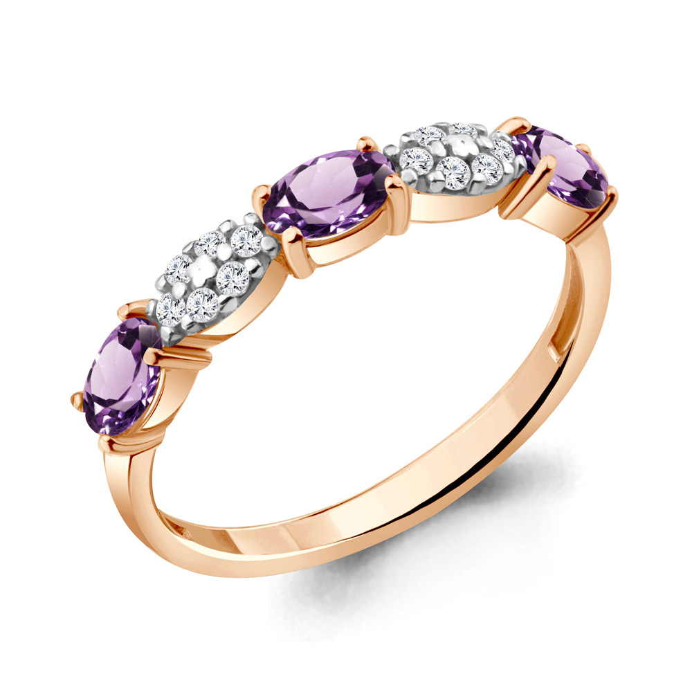 

Кольцо из серебра с аметистом\фианитом Aquamarine Aquamarine 6940304А_925_з р. 17, 6940304А_925_з