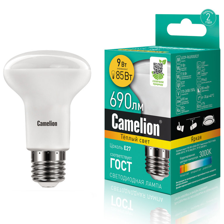 

Лампа Светодиодная Camelion Led9 R63830E27 9Вт 1Шт Camelion LED9R63830E27