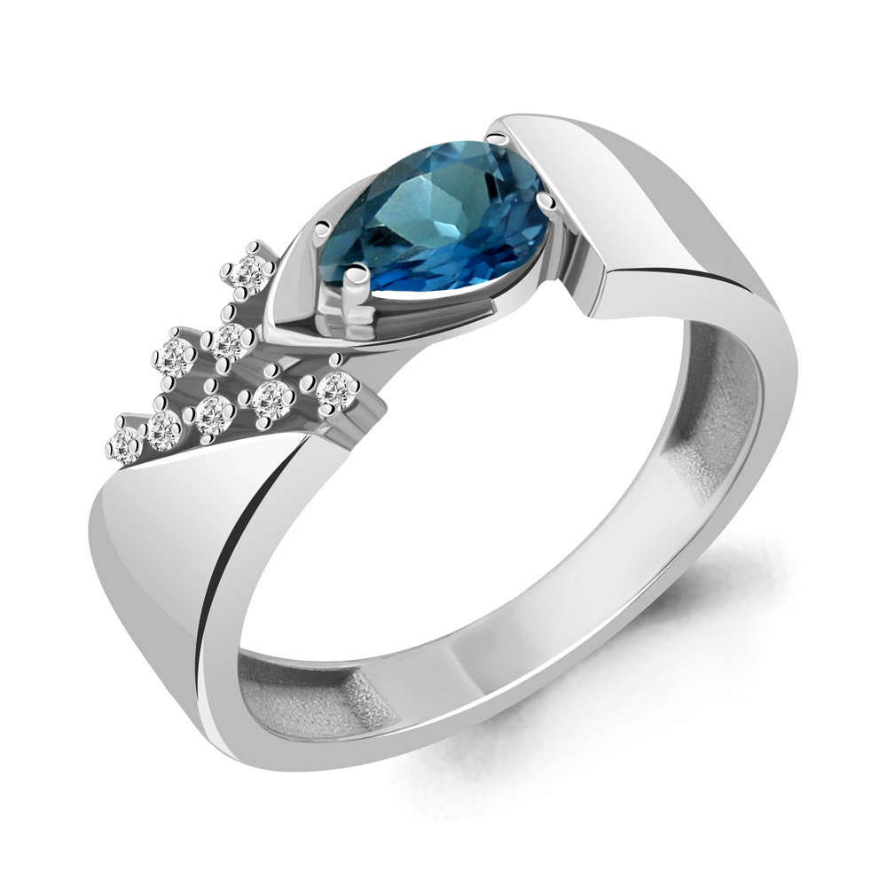 

Кольцо из серебра с топазом\фианитом Aquamarine Aquamarine 6939308А_925_р р. 18,5, 6939308А_925_р