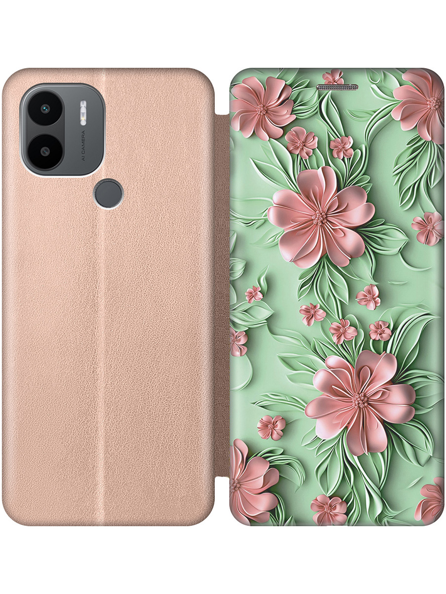 

Чехол-книжка на Xiaomi Redmi A1+ / A2+ / Poco C50 / C51 с принтом золотой 874338, Золотистый;зеленый;розовый, 762092121