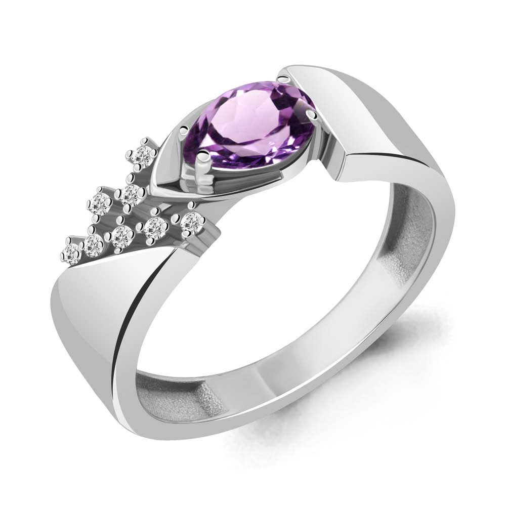 

Кольцо из серебра с аметистом\фианитом Aquamarine Aquamarine 6939304А_925_р р, 6939304А_925_р
