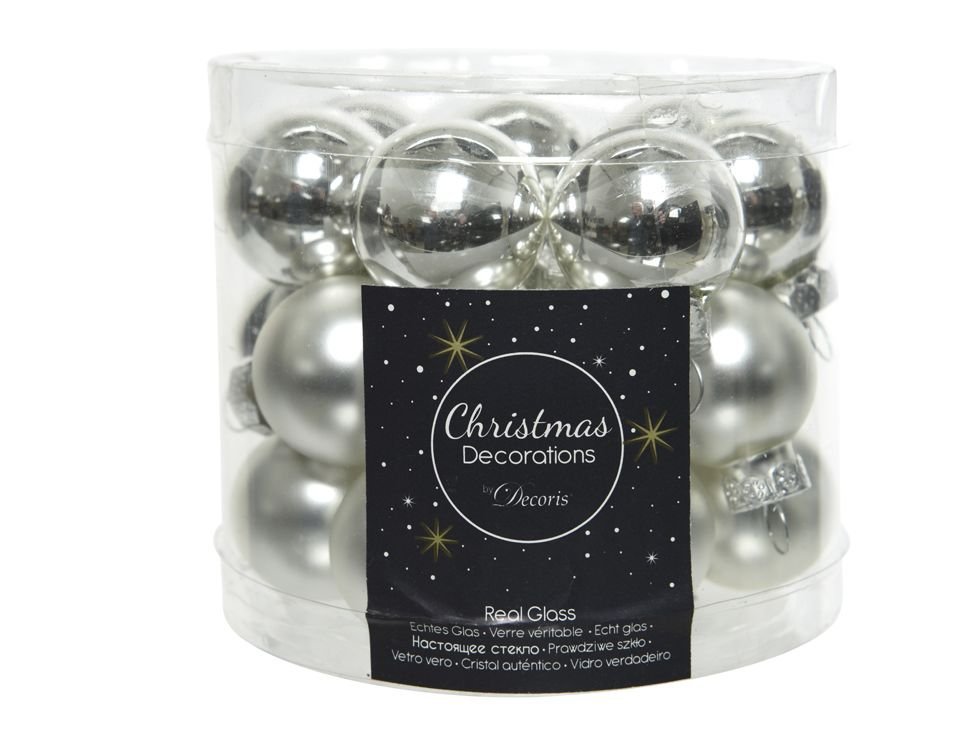 

Шар на ель Winter Deco Делюкс матовый и глянцевый 10223 2,5 см 24 шт. серебристый, Делюкс