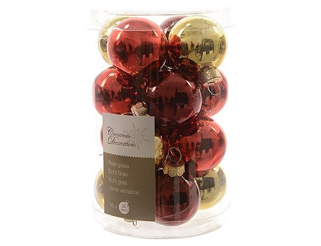 Набор стеклянных шаров Коллекция ТВИСТ, глянцевые, 35 мм, 16 шт., Winter Deco