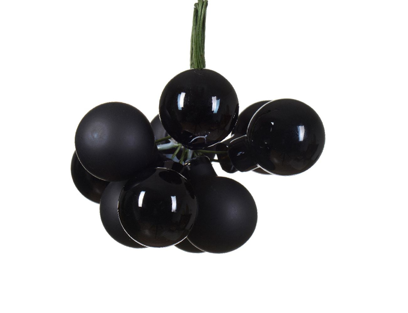 ГРОЗДЬ стеклянных эмалевых и матовых шариков, 10 шаров по 20 мм, цвет: чёрный, Winter Deco