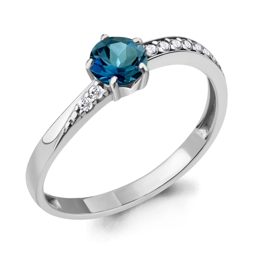 

Кольцо из серебра с топазом\фианитом Aquamarine Aquamarine 6938808А_925_р р, 6938808А_925_р