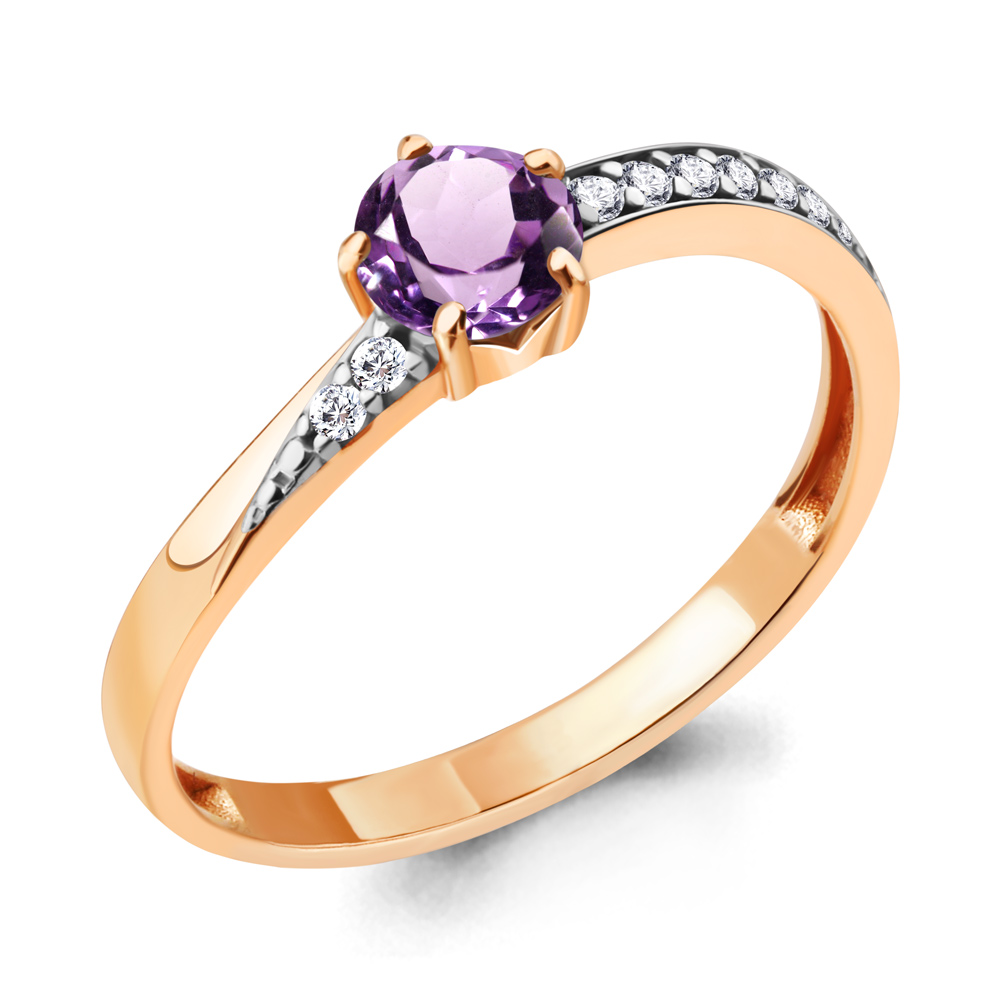 

Кольцо из серебра с аметистом\фианитом Aquamarine Aquamarine 6938804А_925_з р, 6938804А_925_з