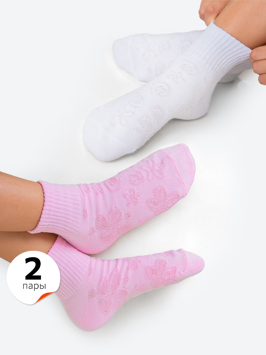 Носки детские HappyFox HFGM8143, белый.св.розовый, размер 18-20