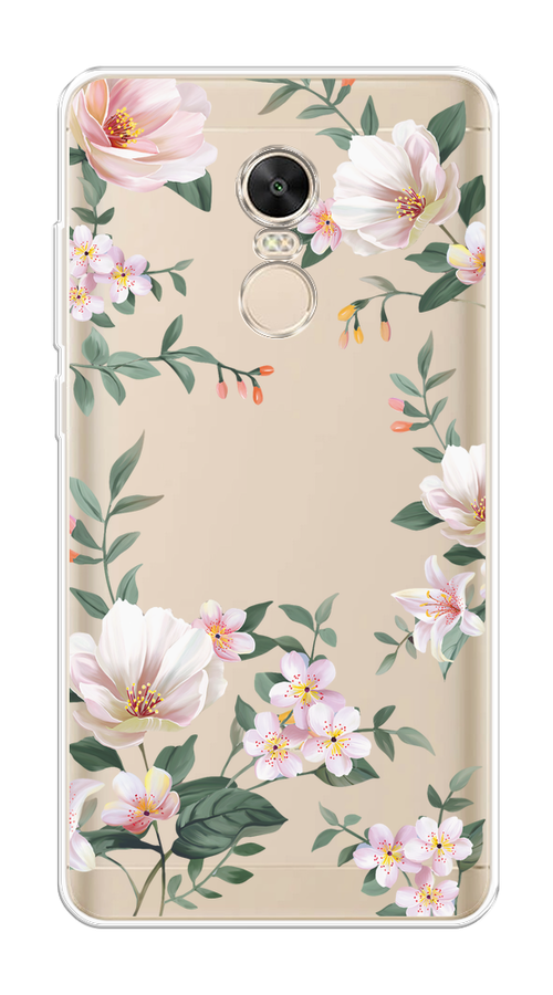

Чехол на Xiaomi Redmi Note 4X "Beautiful white flowers", Бежевый;зеленый, 31950-1