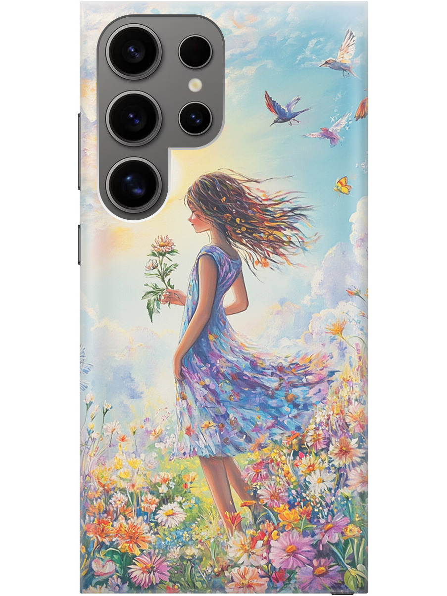 

Силиконовый чехол на Samsung Galaxy S24 Ultra с принтом "Девочка в поле цветов", Прозрачный;зеленый;розовый;синий;желтый, 779823523