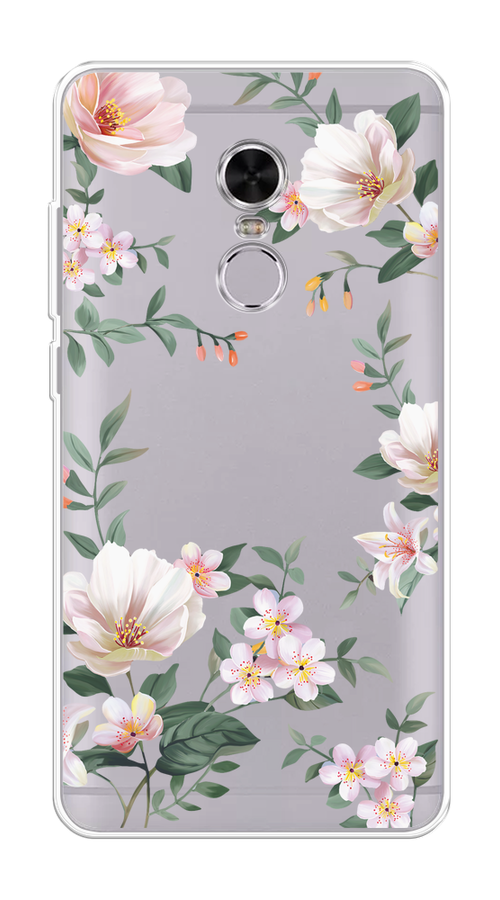 

Чехол на Xiaomi Redmi Note 4 "Beautiful white flowers", Бежевый;зеленый, 31850-1