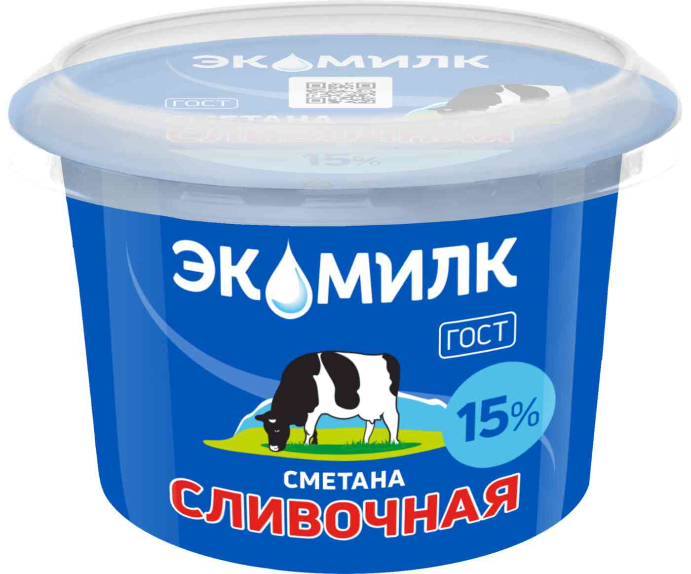 Сметана 15% Экомилк сливочная 180 г