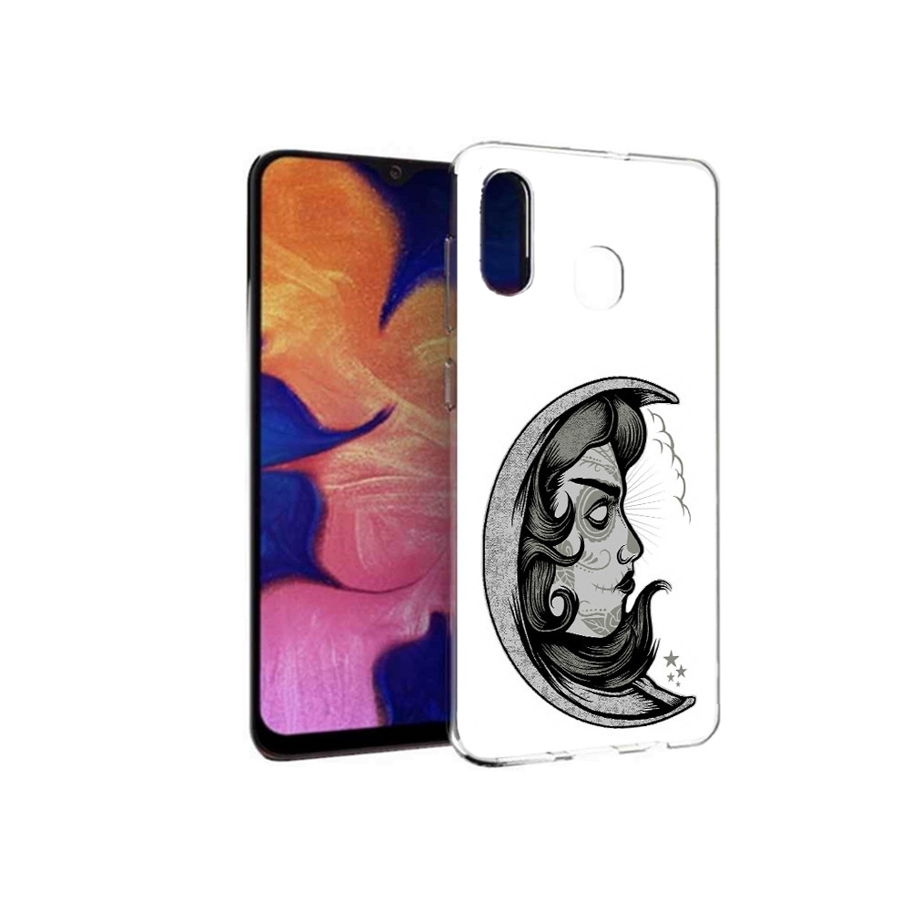 

Чехол MyPads Tocco для Samsung Galaxy A30 черно белая луна с лицом (PT126700.499.680), Прозрачный, Tocco