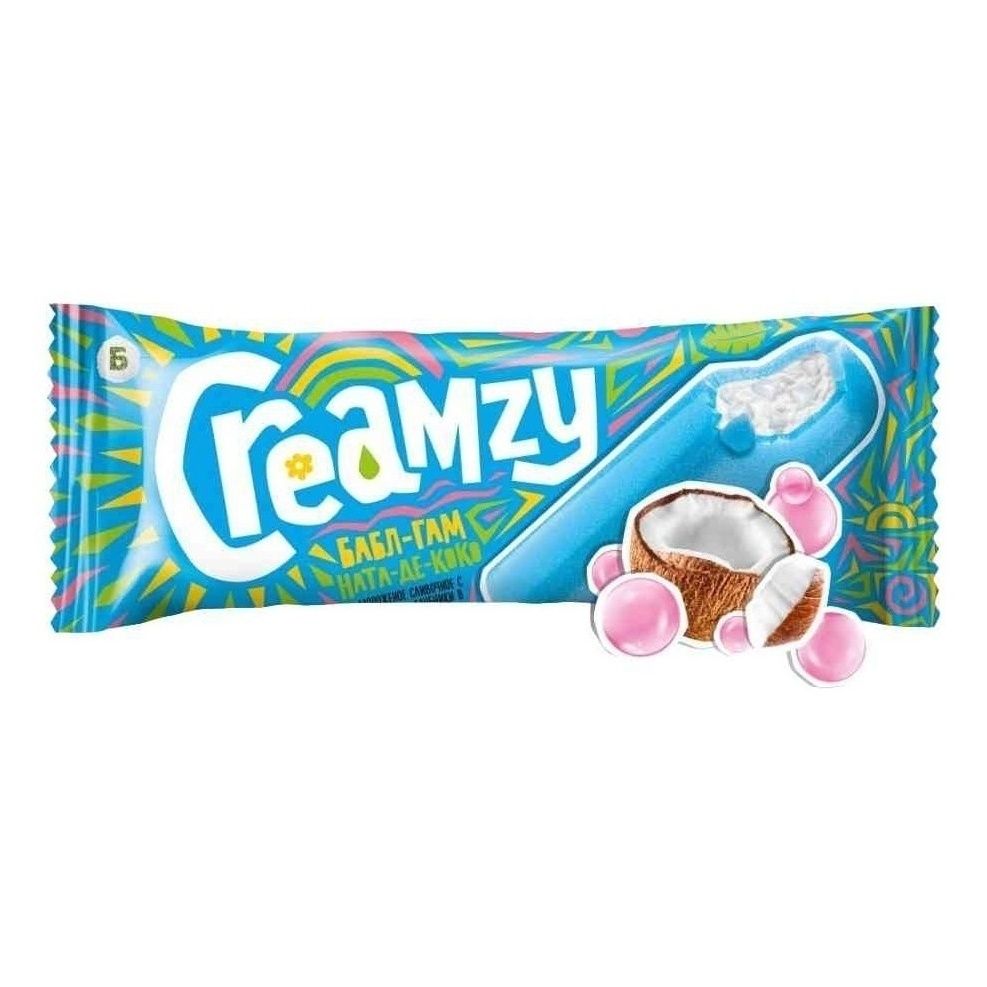 

Мороженое щербет Creamzy яблочное с кусочками ната-де-коко и с ароматом бабл-гама 60 г
