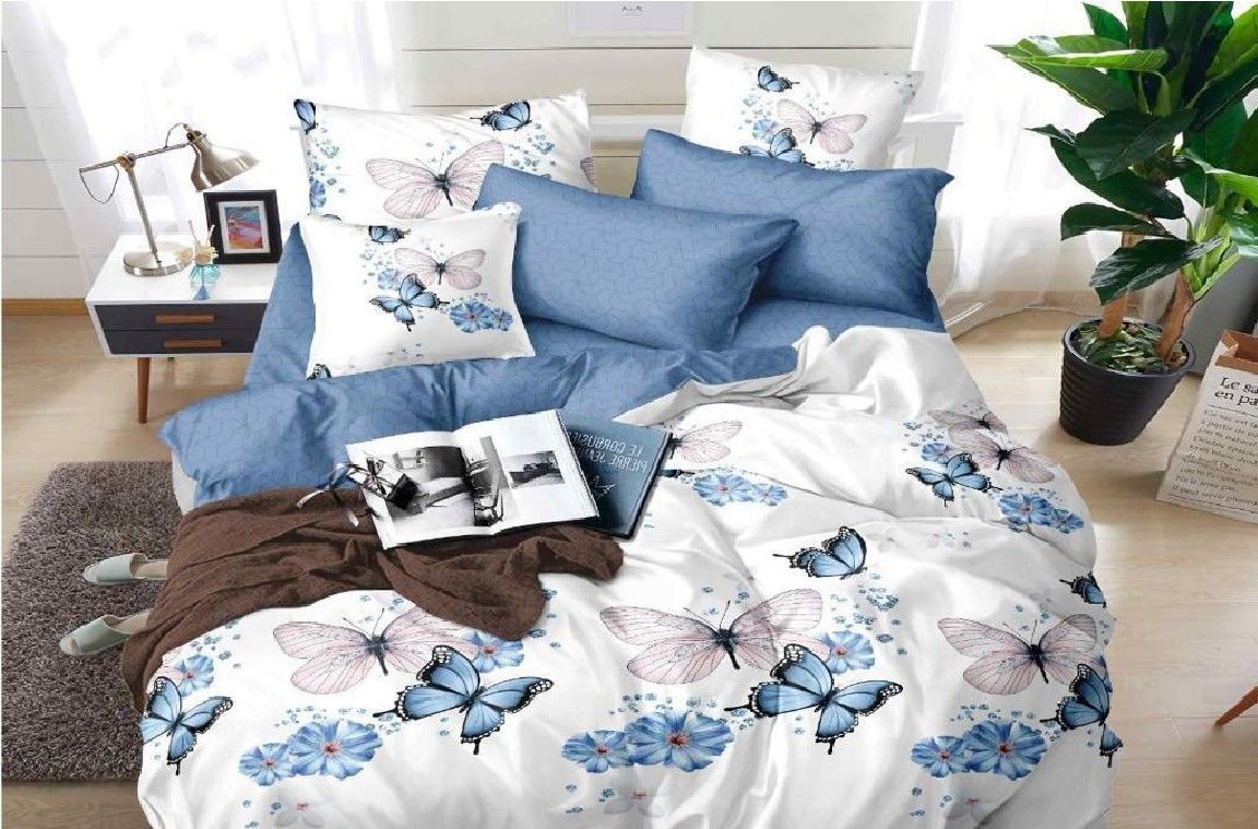 фото Комплект постельного белья мако-сатин csbgeuro-50 100% хлопок бабочки в цветах sweet sleep factory