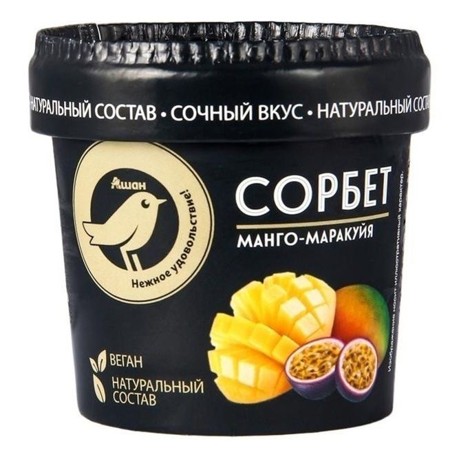 

Сорбет АШАН Золотая птица манго-маракуйя 75 г