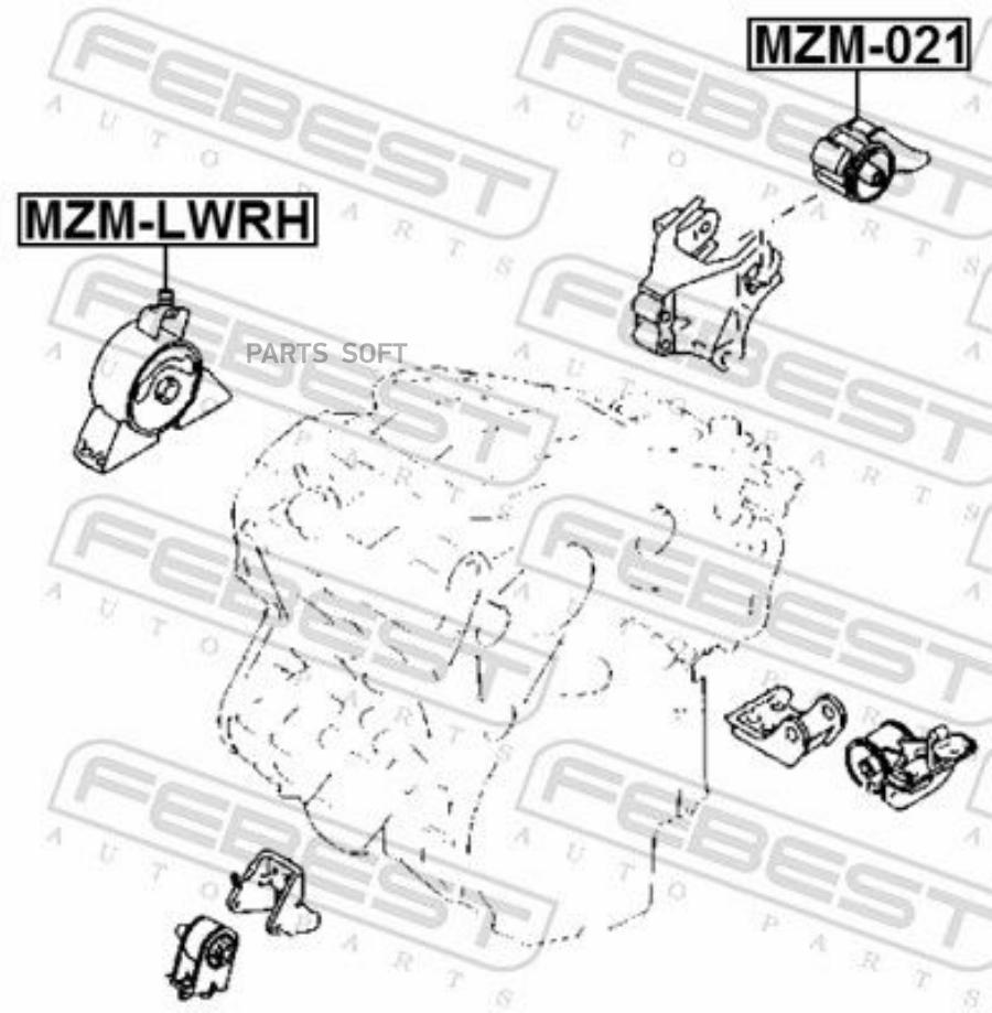 

FEBEST Опора двигателя R MAZDA MPV 99-> FEBEST MZM-LWRH FEBEST MZM-LWRH