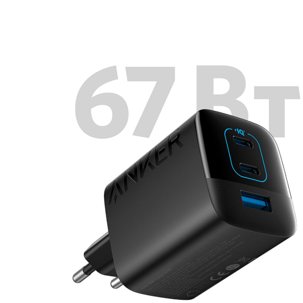 Сетевое зарядное устройство Anker 336 A2674 67W 2хUSB-C + USB черное