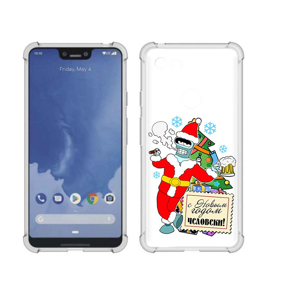 

Чехол MyPads Tocco для Google Pixel 3 XL С новым годом человеки, Прозрачный, Tocco