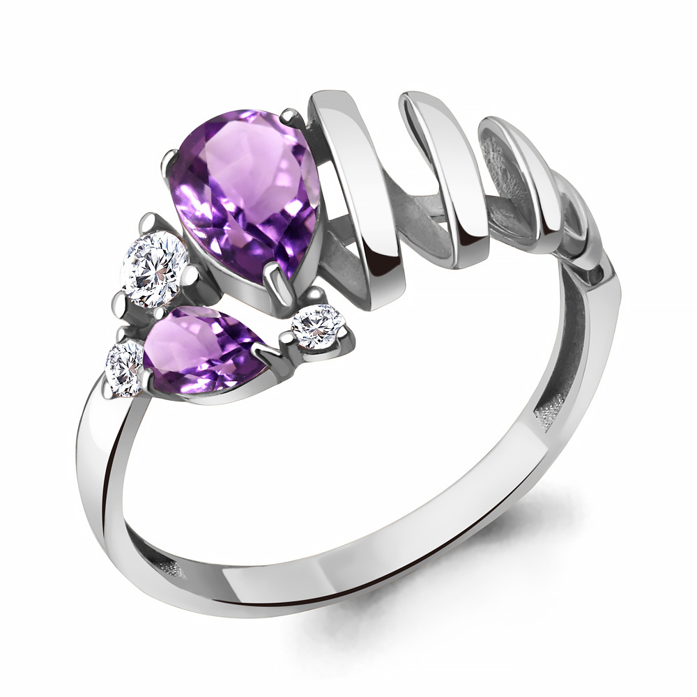 

Кольцо из серебра с аметистом\фианитом Aquamarine Aquamarine 6937504А_925_р р, 6937504А_925_р