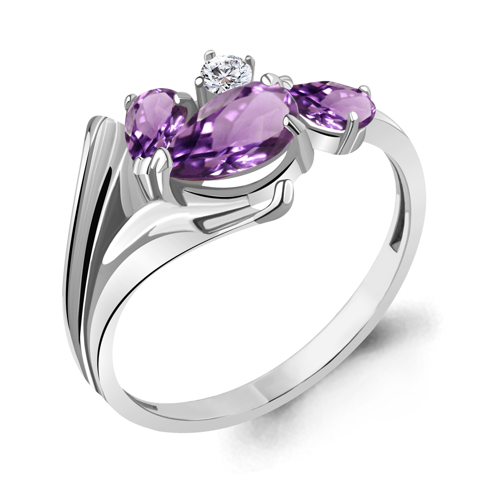 

Кольцо из серебра с аметистом Aquamarine Aquamarine 6937204А_925_р р. 18,5, 6937204А_925_р