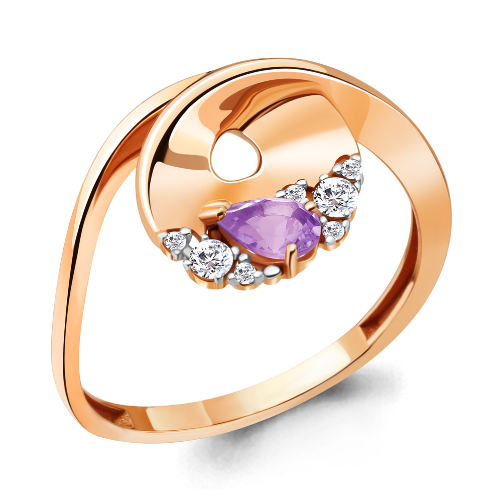 

Кольцо из серебра с аметистом\фианитом Aquamarine Aquamarine 6937004А_925_з р, 6937004А_925_з