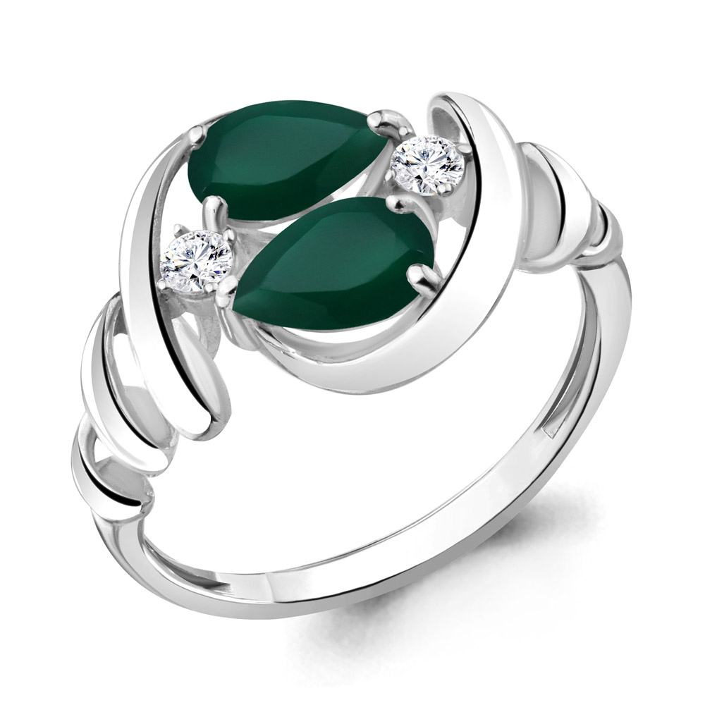 

Кольцо из серебра с агатом\фианитом Aquamarine Aquamarine 6936709А_925_р р, 6936709А_925_р