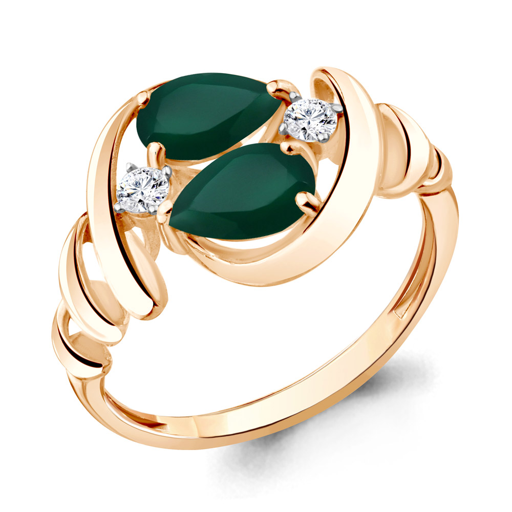 

Кольцо из серебра с агатом\фианитом Aquamarine Aquamarine 6936709А_925_з р, 6936709А_925_з