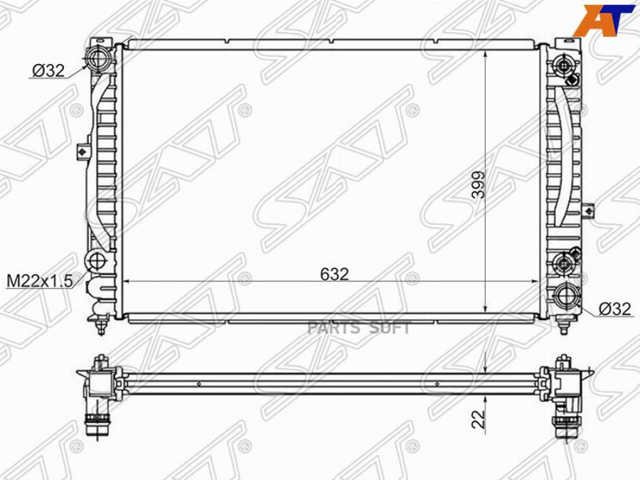 

SAT Радиатор AUDI A4/S4 2.4/2.5TD/2.6/2.8 94-00/AUDI A6/S6 2.4 97-04/VW PASSAT B5+ 2.5TD/2