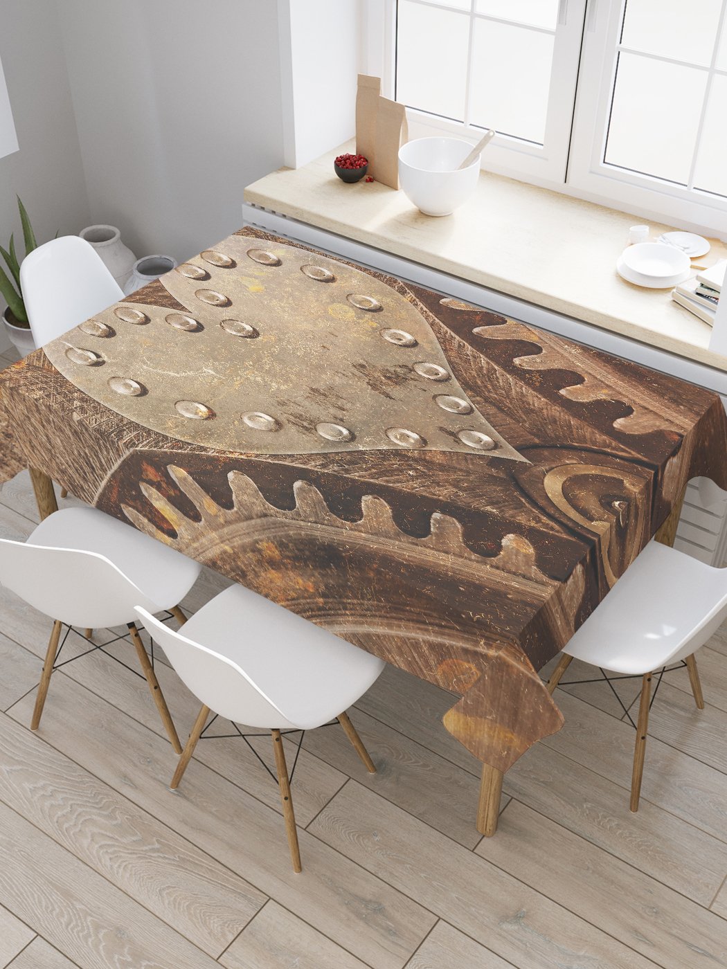 

Скатерть прямоугольная JoyArty "Шестеренки в часах" из сатена, 120x145 см, Коричневый, Шестеренки в часах