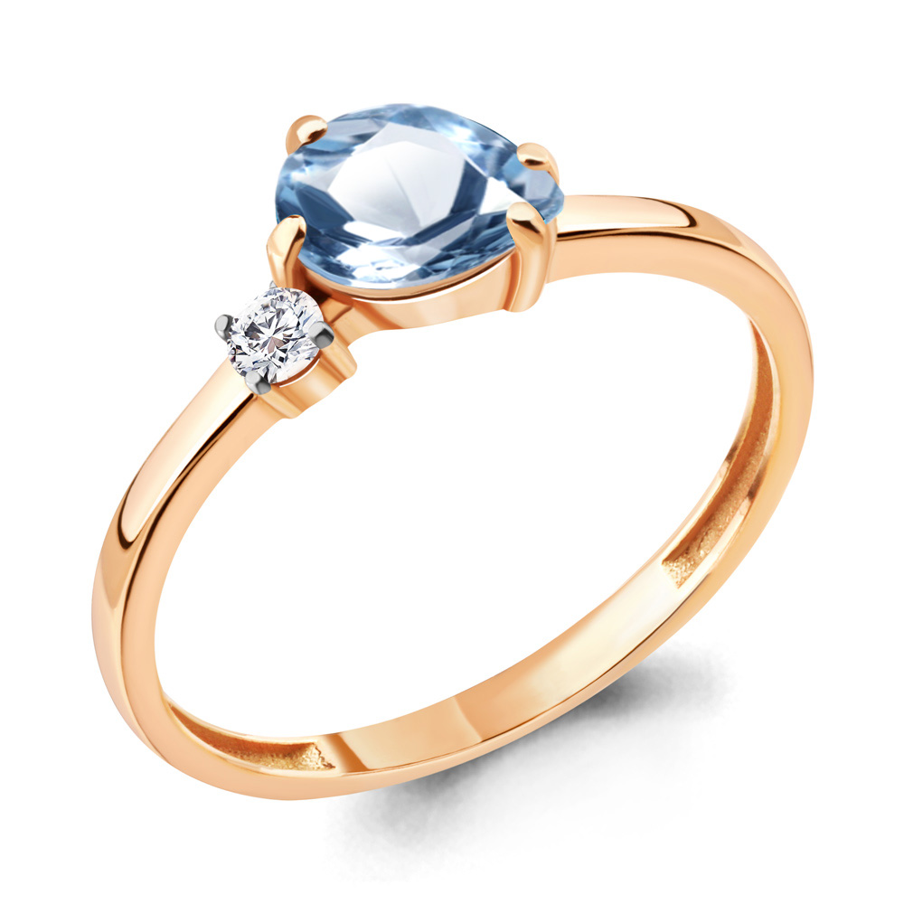 

Кольцо из серебра с топазом\фианитом Aquamarine Aquamarine 6936005А_925_з р, 6936005А_925_з