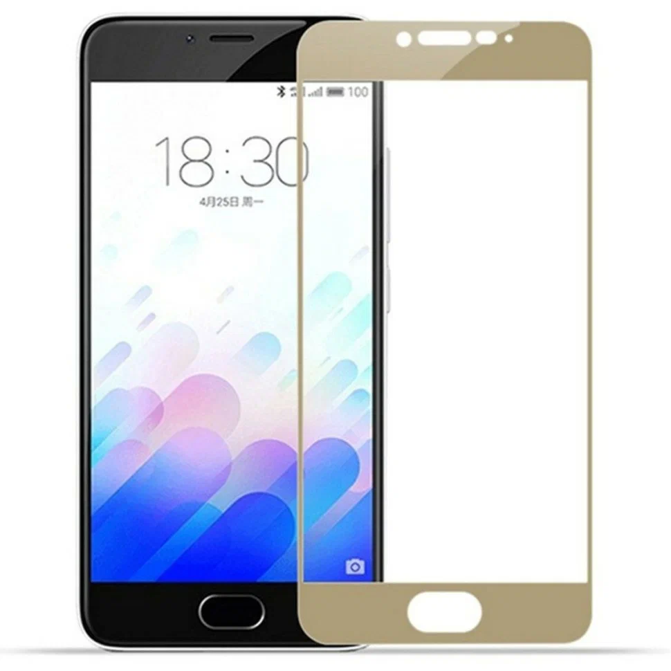 

Защитное стекло для Meizu M3 Note с рамкой, (золотое)