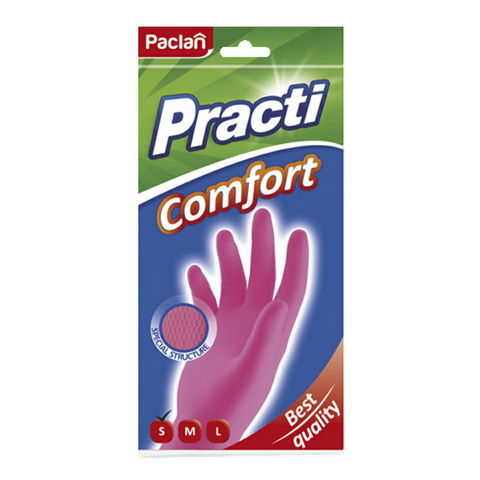 

Перчатки Paclan хозяйственные комфорт р, Розовый