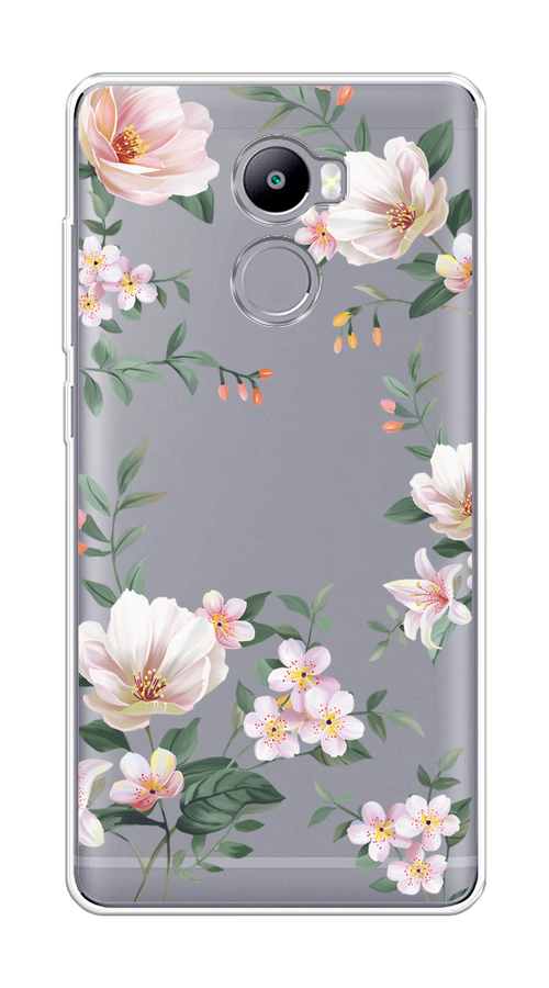

Чехол на Xiaomi Redmi 4 "Beautiful white flowers", Бежевый;зеленый, 31150-1