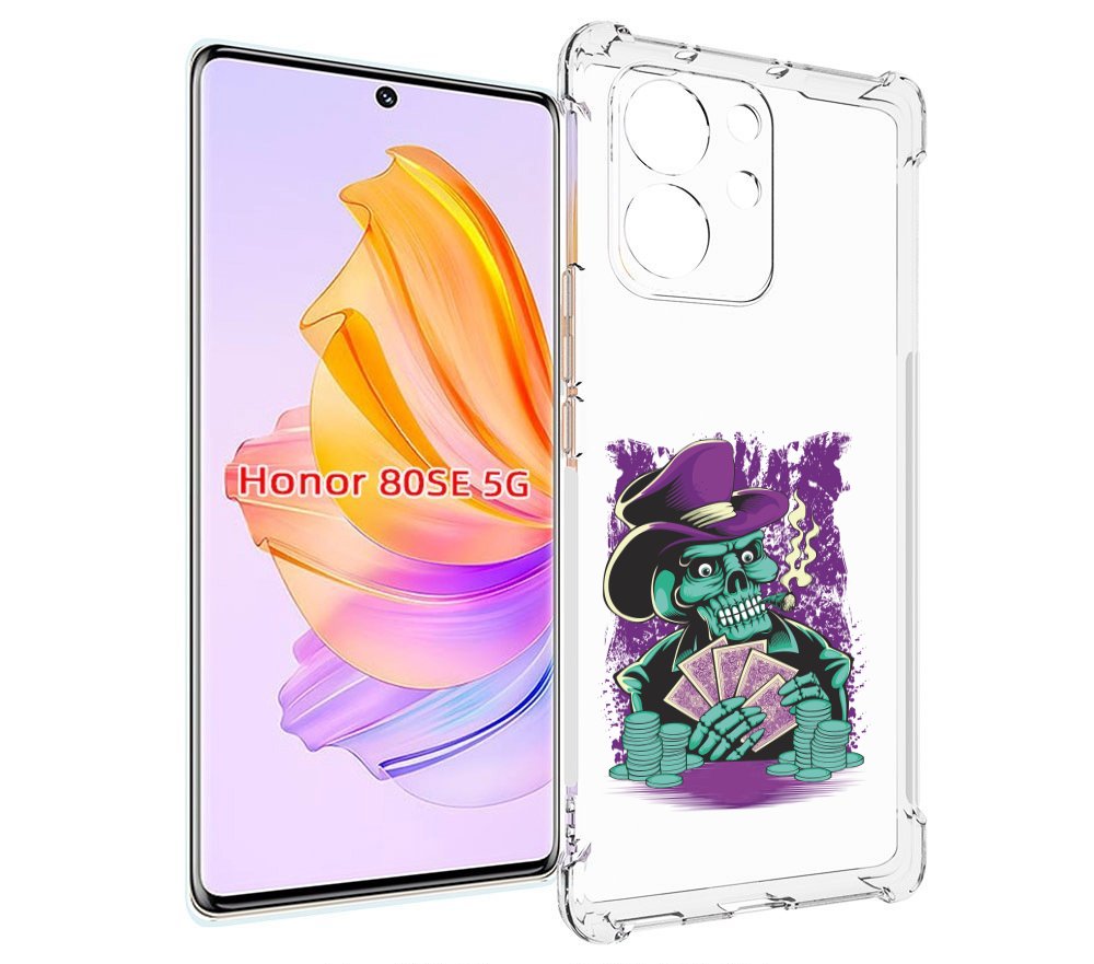 

Чехол MyPads зеленый череп с картами для Honor 80 SE, Прозрачный, Tocco