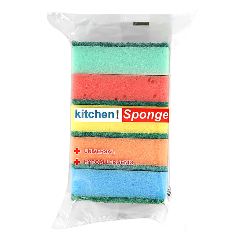 

Губки Kitchen Sponge Универсальные для посуды 90 х 65 х 30 мм 5 шт, Разноцветный