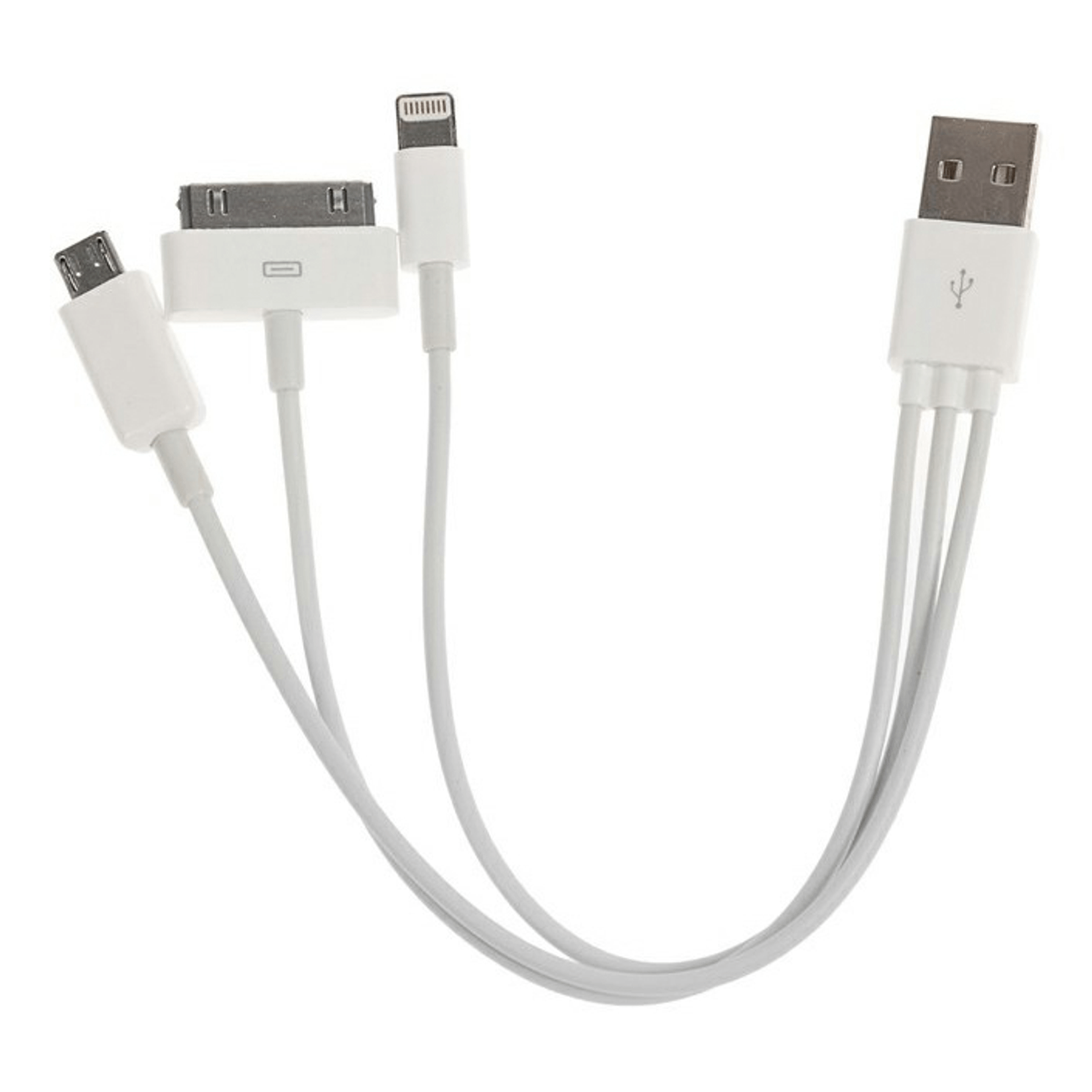 Кабель USB LuazON A-micro USB A-8 pin A-type-C 3 в 1 1А, 1 м, белый