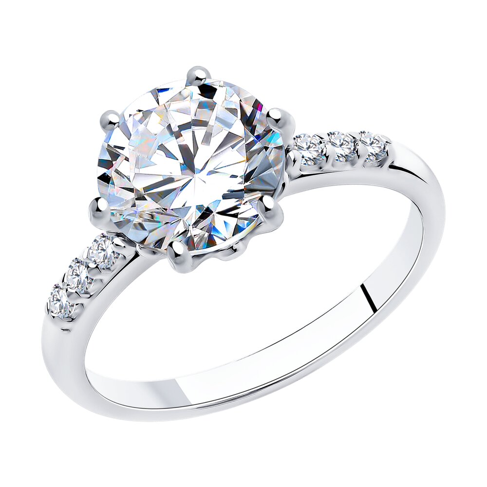 Кольцо помолвочное из серебра с фианитом р. 18 SOKOLOV 94013547