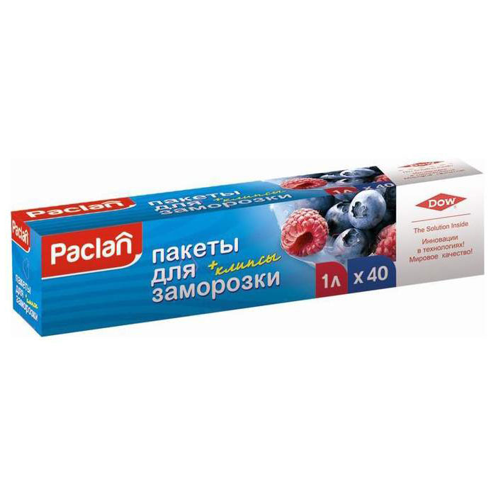 Пищевой пакет Paclan 40 шт с клипсами 18x28 см 543₽