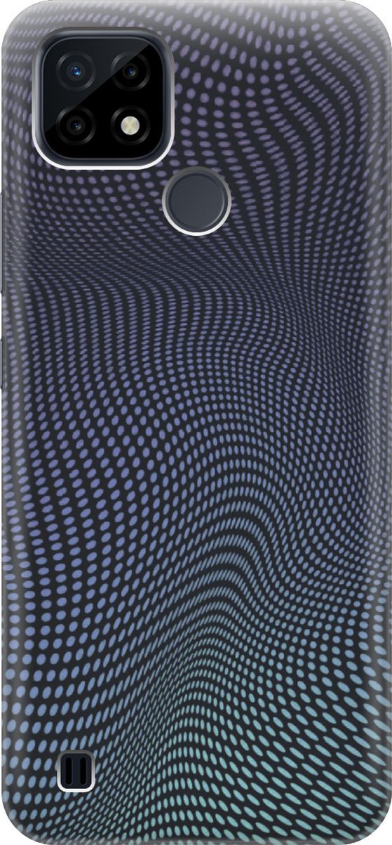 

Силиконовый чехол на realme C21 "Изгибы из точек", Синий;черный, 6233