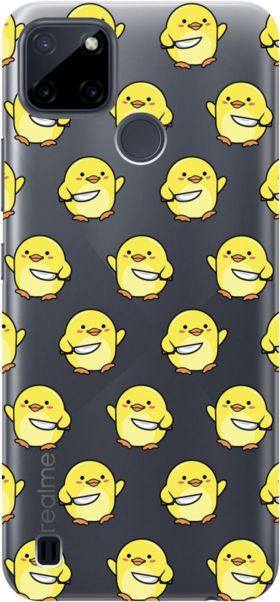 

Силиконовый чехол на Realme C21Y "Chick With Knife" прозрачный, Прозрачный;желтый, 5647