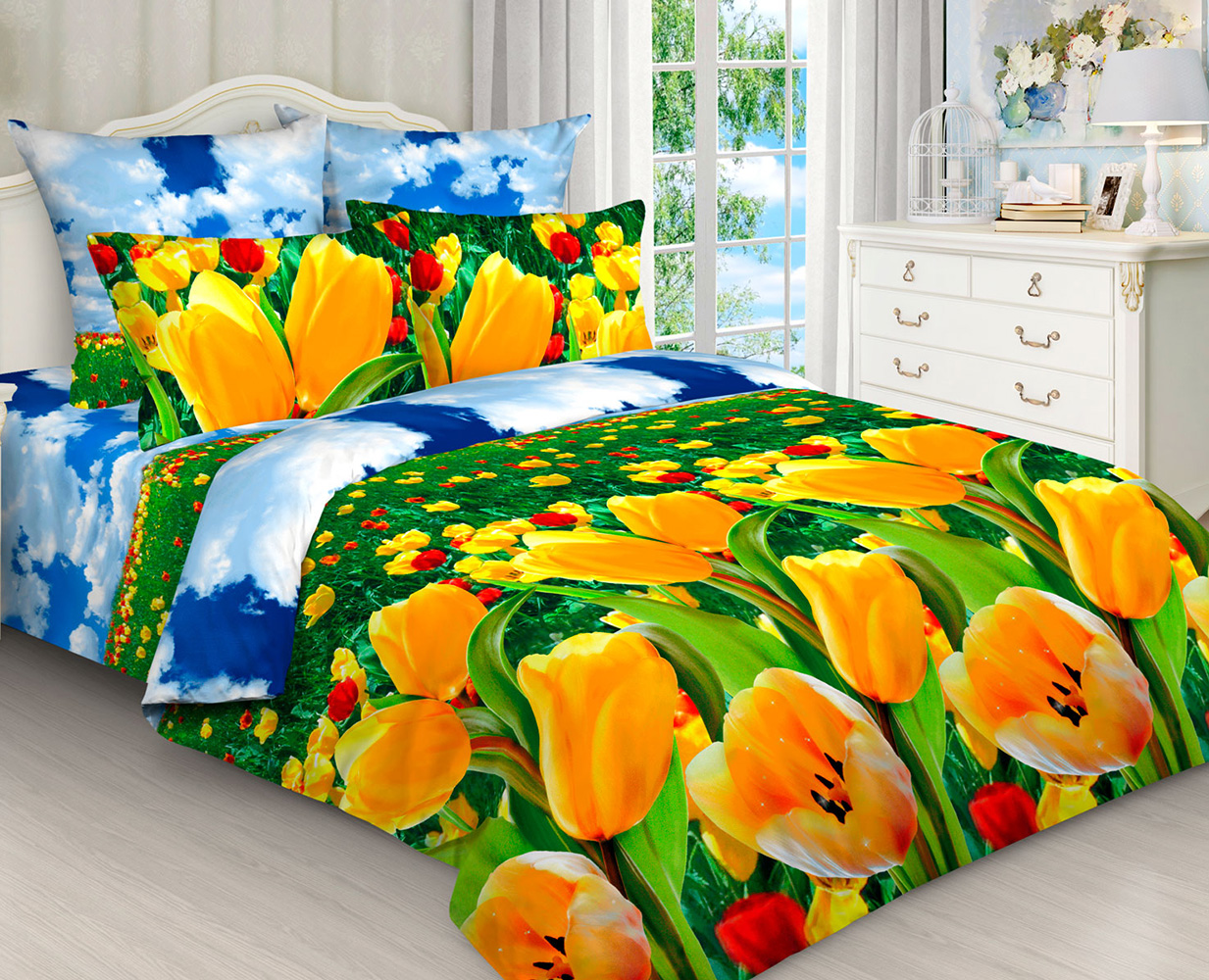 фото Комплект постельного белья 21051 тюльпаны mercury home