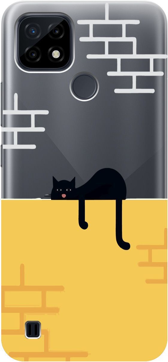 

Силиконовый чехол на realme C21 "Lazy Cat" прозрачный, Прозрачный;желтый, 5334