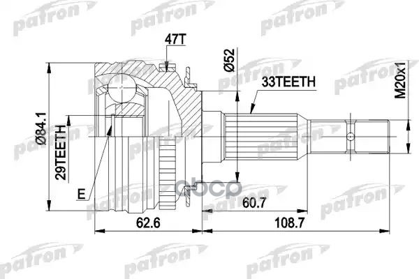 

ШРУС наружн к-кт 33x52x29 ABS:47T DAEWOO: ESPERO 91 - 99 PATRON PCV1279