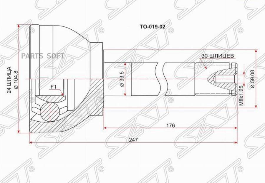 

Шрус Наружный Toyota Land Cruiser 80 94-98 Длинный Sat арт. TO-019-02