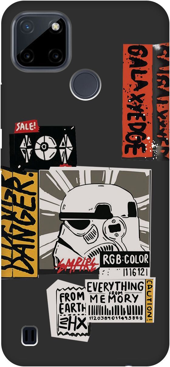 

Матовый чехол на Realme C21Y "Stormtrooper Stickers" черный, Черный;белый, 8511