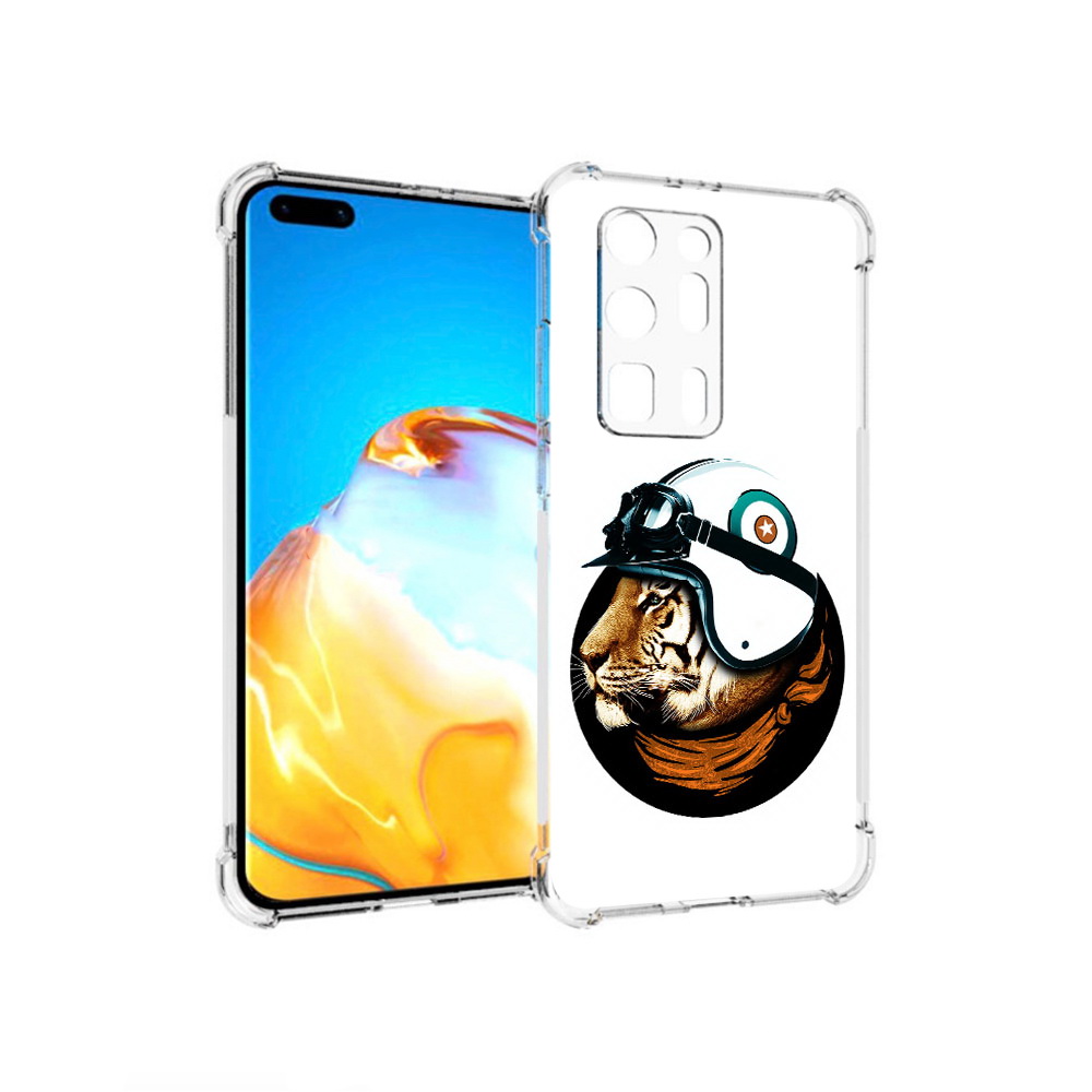 

Чехол MyPads Tocco для Huawei P40 Pro+ Тигр в шлеме, Прозрачный, Tocco